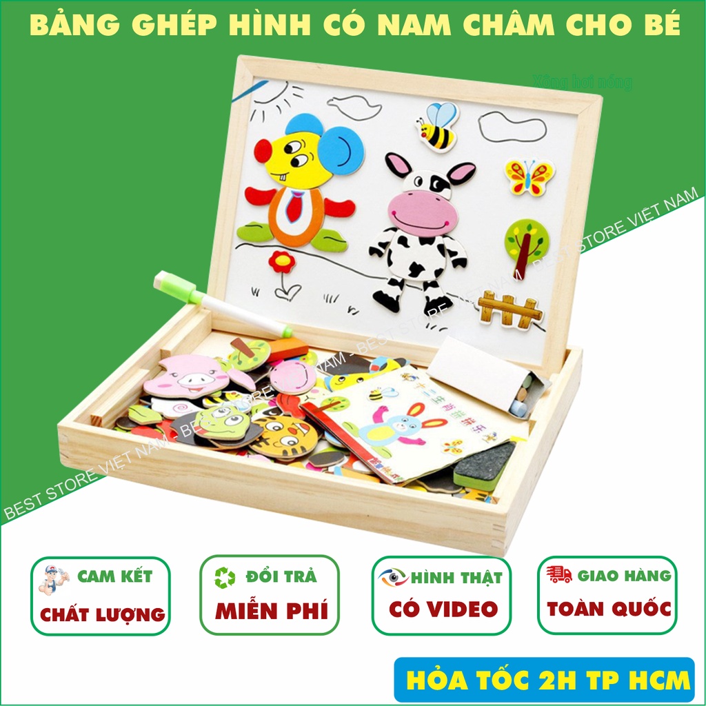 Đồ Chơi Gỗ Bảng Ghép Tranh Nam Châm, Đồ Chơi Xếp Hình Cho Bé