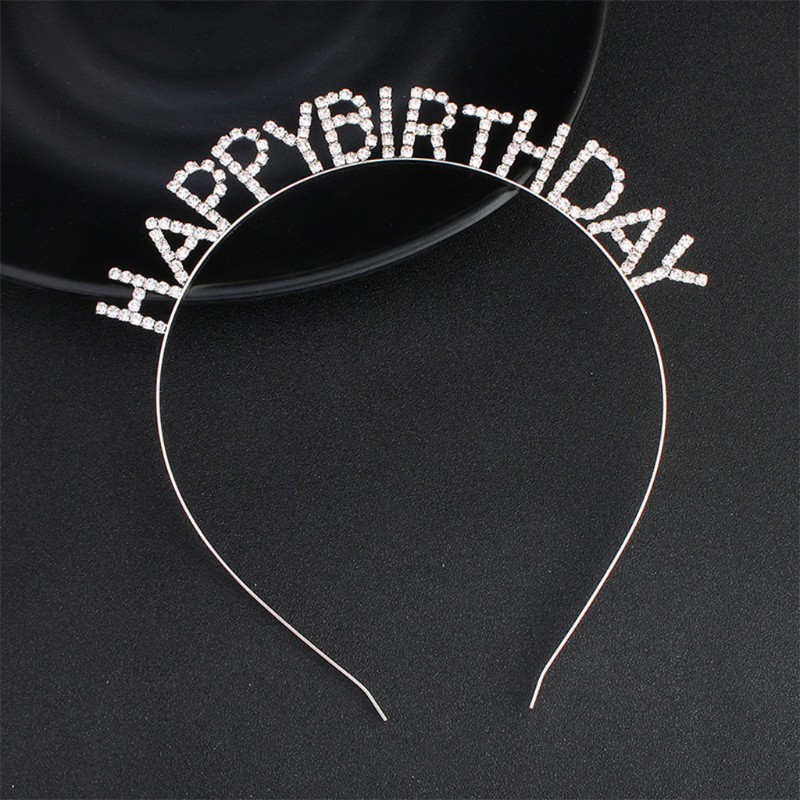 Vương Miện Kim Loại Chữ Happy Birthday Đính Đá Lấp Lánh Cho Nữ