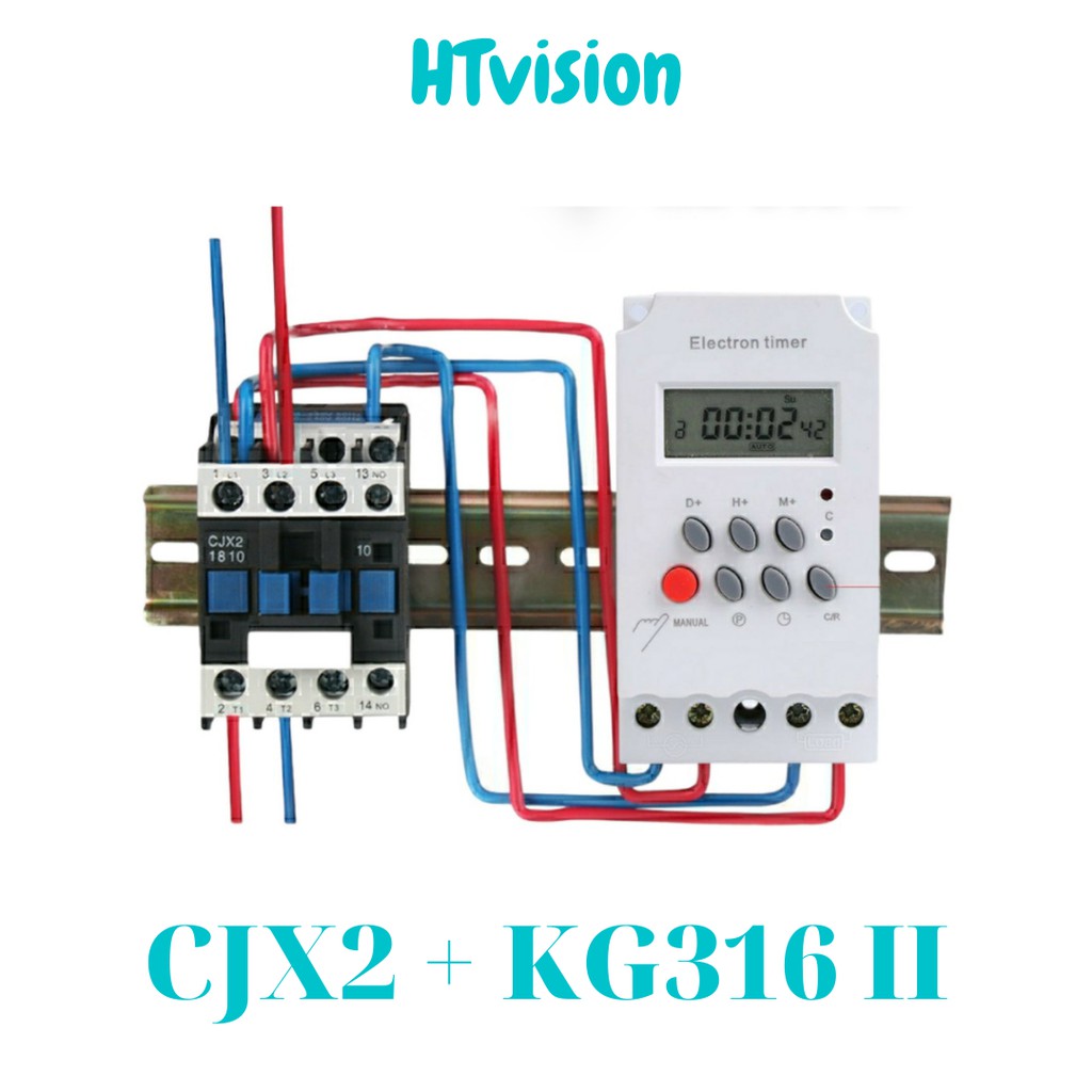 Combo công tắc hẹn giờ KG316 TII + contactor 18A/220v, hẹn giờ công suất cao,sử dụng cho máy bơm nước, điều hòa, điện