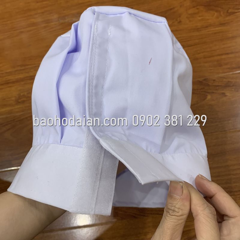 Nón đầu bếp nhà hàng, bếp trưởng màu trắng vải kaki