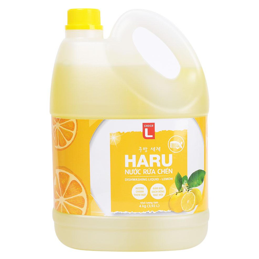 (Can 4L) Nước Rửa Chén Haru Hương Chanh / Trà Xanh Choice L 4KG