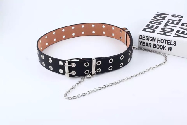 Thắt lưng da kèm chain