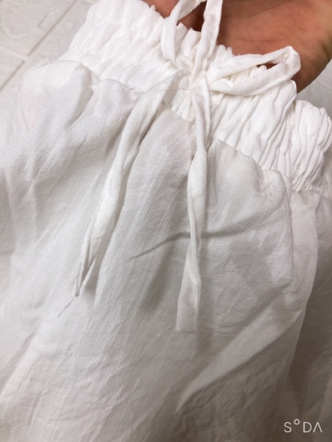 Quần baggy nữ chất đũi dáng lỡ cap chun đính nơ