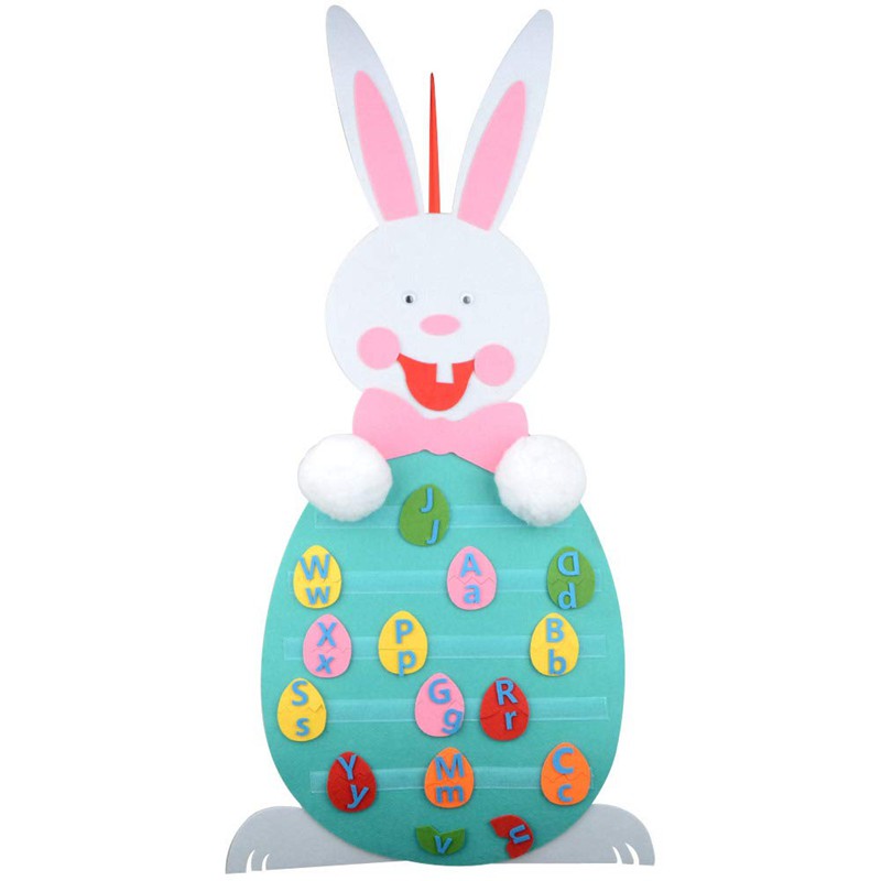 Bộ hình thỏ ôm trứng phục sinh dán chữ số có thể tháo được thủ công cho trẻ em DIY
