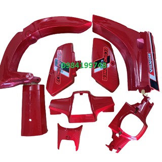 Dàn áo xe cub DD màu đỏ KHÍT-vỏ nhựa xe  Super cub 70 đời cũ -cub 82-Full nhựa trắng ABS loại 1 (TẶNG TEM )