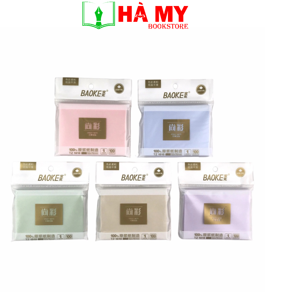 [Hỏa Tốc] Combo 2 xấp note Baoke 3 x 2 mã TZ 1008 màu pastel - Nhà Sách Hà My