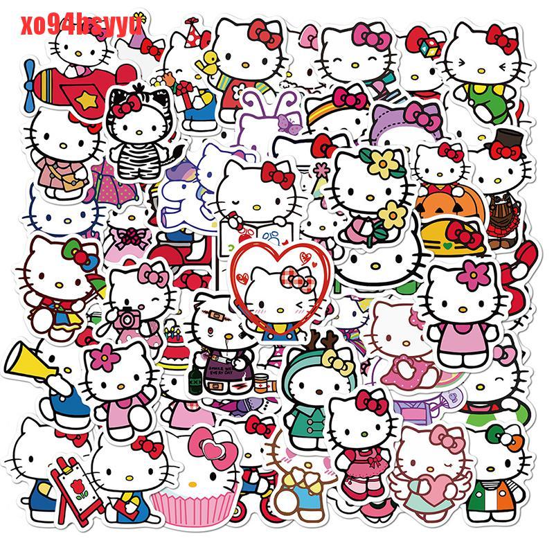 Set 100 Sticker Hello Kitty Dán Laptop Ván Trượt Bằng PVC xo94bsyyu