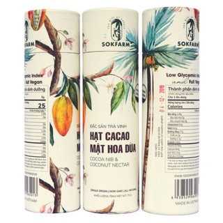 Hạt cacao mật hoa dừa sokfarm- đặc sản trà vinh 75 gam