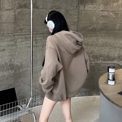 Áo Nỉ Nữ Dài Tay Có Mũ Form Dài Rộng Thời Trang Hàn