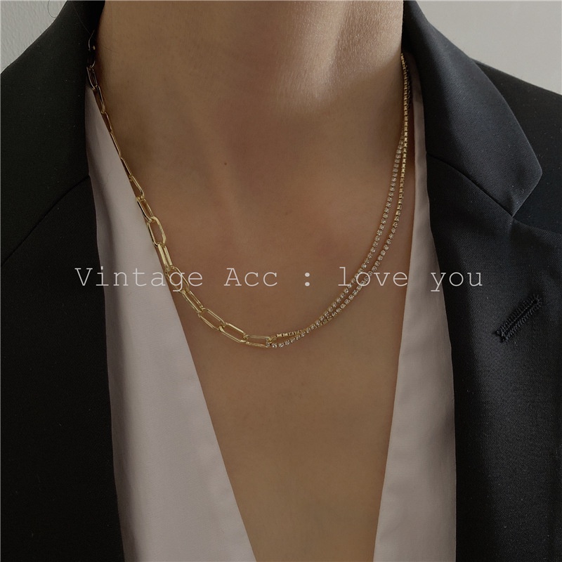 Dây chuyền dây xích mix đá dành cho nữ VC9 vòng cổ nữ shela.accessories