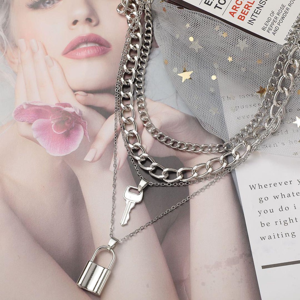 Vòng cổ Mặt Hình Ổ Khóa Chất Liệu Thép Không Gỉ