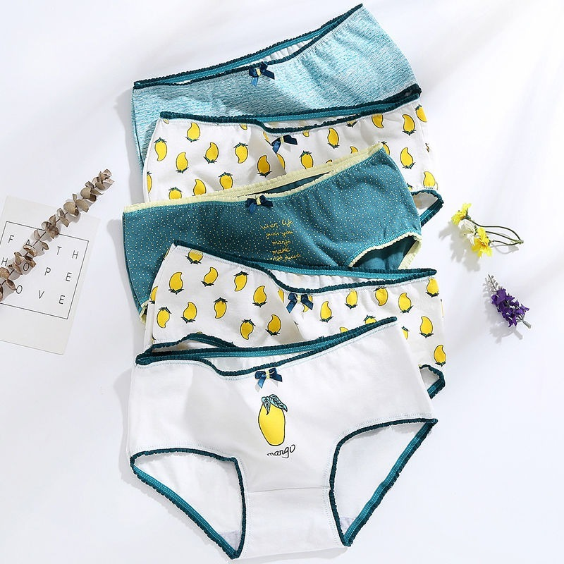 Quần Lót Cotton Không Đường May In Họa Tiết Trái Cây Xinh Xắn Dành Cho Nữ