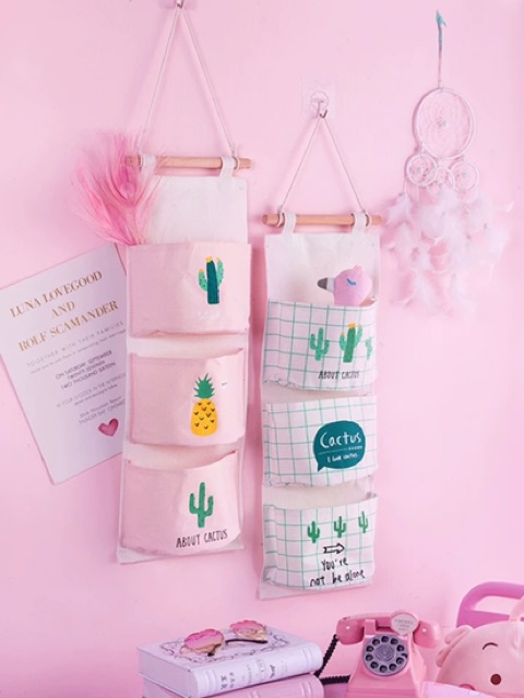 GIỎ- TÚI VẢI ĐỰNG ĐỒ. TẶNG KÈM MÓC DÍNH