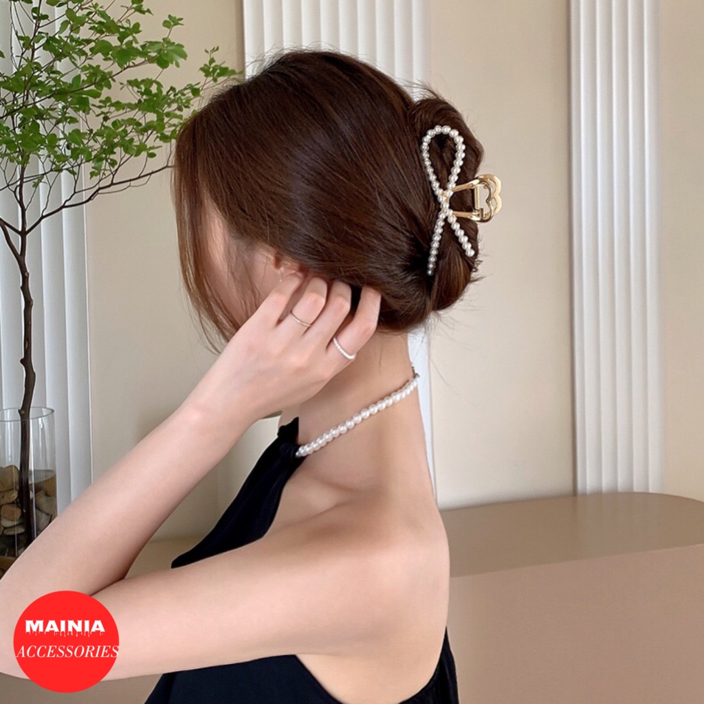 [SẴN] Kẹp Tóc Càng Cua Kim Loại Hàn Quốc Hình Cá Đính Ngọc Sang Chảnh Mainia Shop
