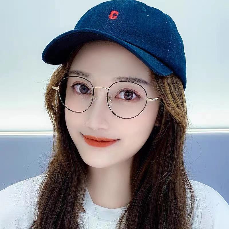 kính cận có độ  -1.0~6.0，Kính Chống Ánh Sáng Xanh Gọng Kim Loại Tròn Thời Trang Phong Cách Hàn Quốc Cho Nữ，mắt kính cận