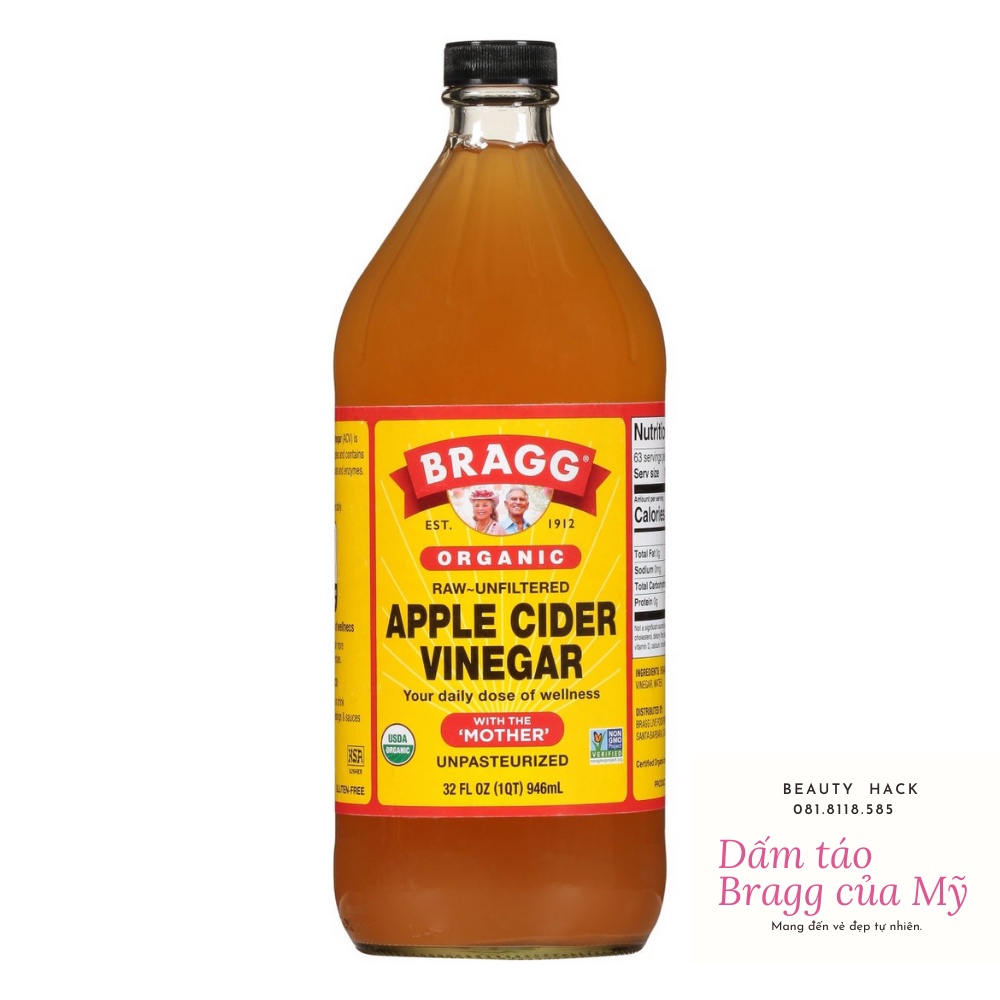 Dấm táo Mỹ Organic Bragg có con dấm mẹ 473ml date 11.5.2023