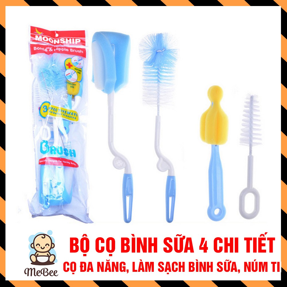 Bộ chổi cọ bình sữa và núm ti 4 chi tiết trong 1 tiện lợi cho mẹ