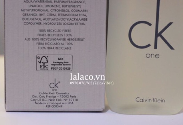 Nước hoa Unisex Calvin Klein CK One - Dành cho Nam & Nữ