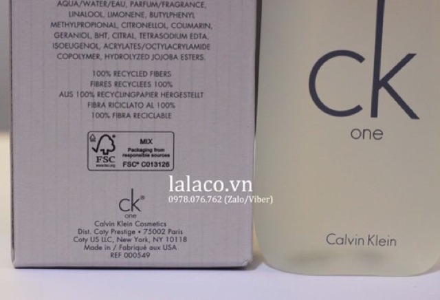 Nước hoa Unisex Calvin Klein CK One - Dành cho Nam & Nữ | Thế Giới Skin Care