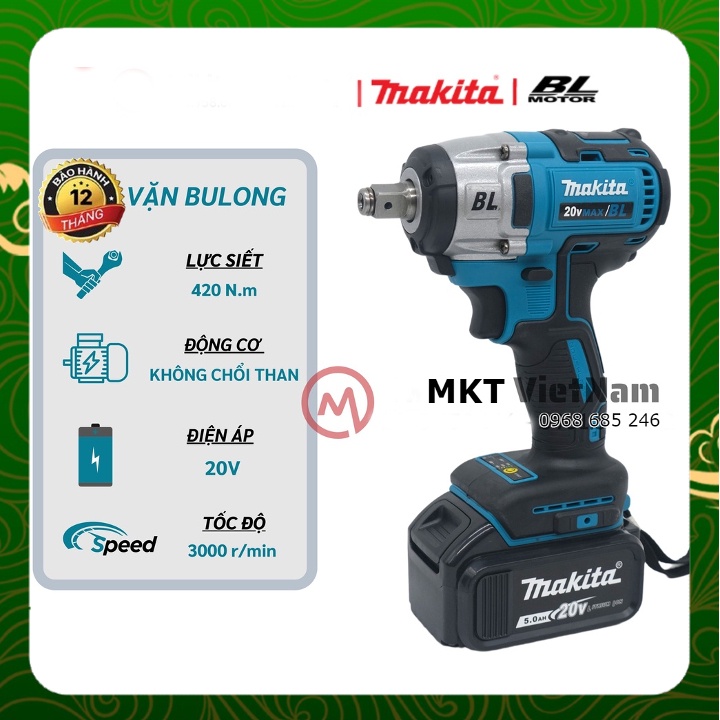 Máy Siết Bulong Makita 20V - Động cơ không chổi than .