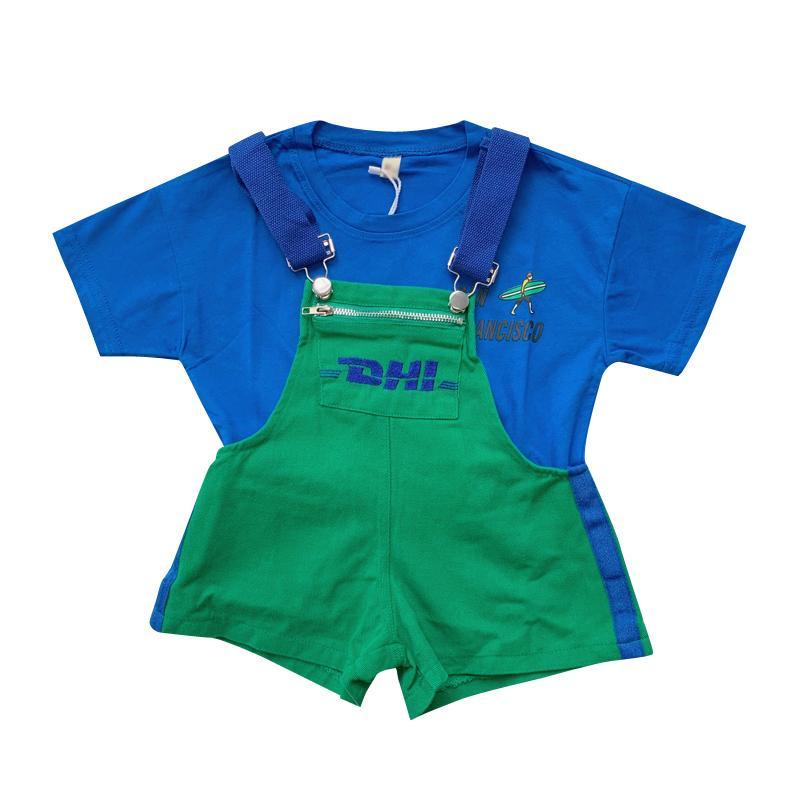 Set Áo Thun Ngắn Tay Màu Trơn Và Quần Yếm Ngắn Thời Trang Hè Hàn Quốc Mới Cho Bé Gái