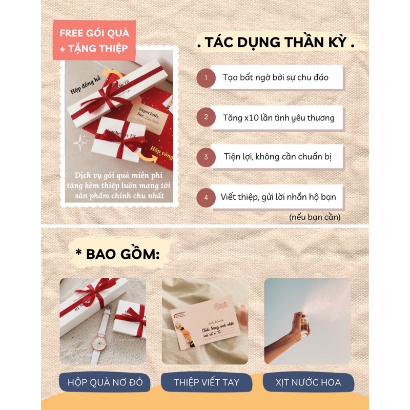 Hộp quà tặng Watchesbytif hộp quà sinh nhật gói quà tặng miễn phí thắt nơ &amp; tặng thiệp dễ thương cho bạn gái bạn trai