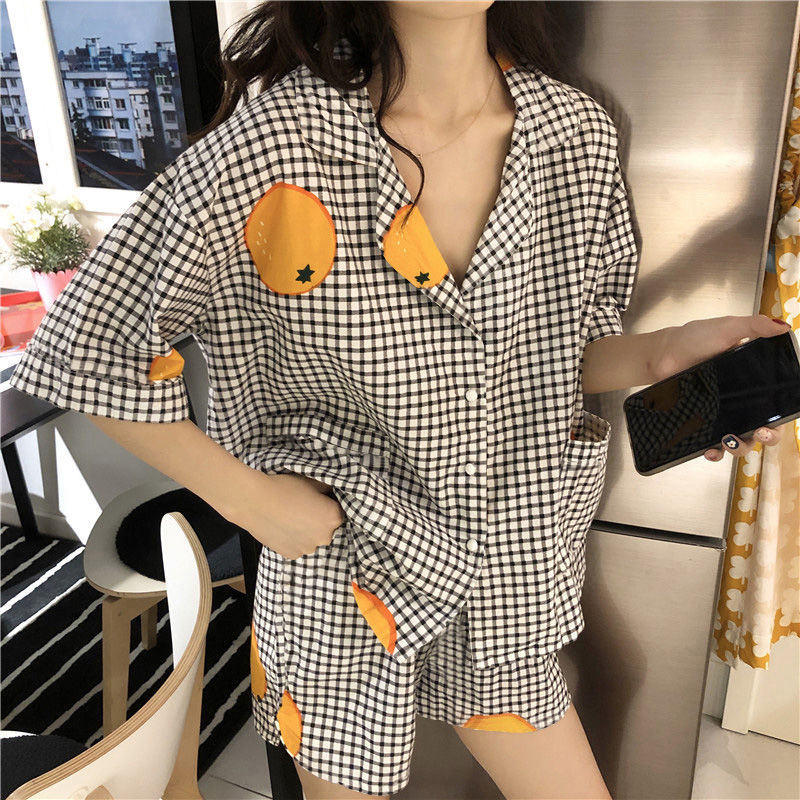 đồ mặc nhàđồ ngủPhiên bản Hàn Quốc pijama mặc quần áo ngắn mới cho các nữ sinh vào mùa xuân và hè