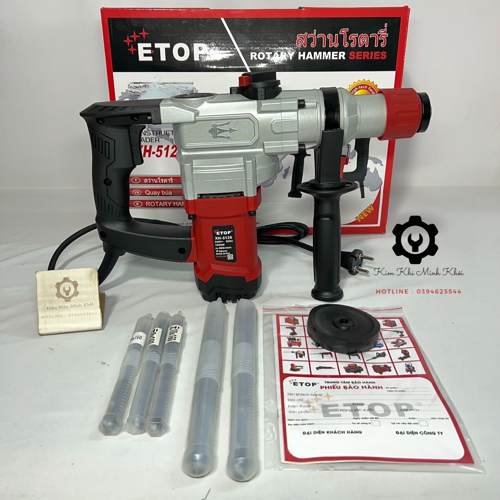 Máy khoan đục bê tông ETOP công suất lớn 1050W | Máy khoan đục 2 chức năng XH-5126