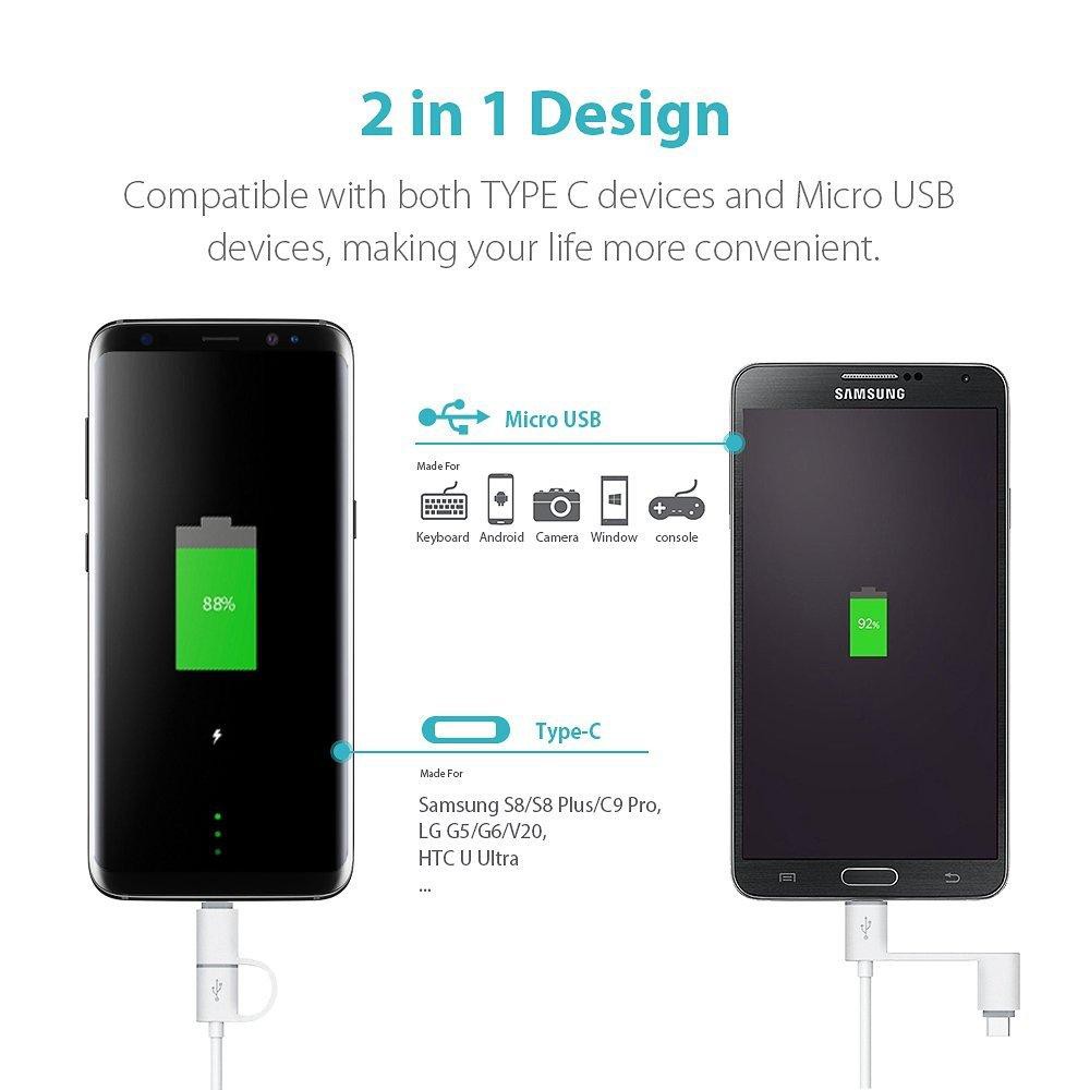 Cáp sạc 2in1 Romoss CB21 chuẩn Type-C 1000000979