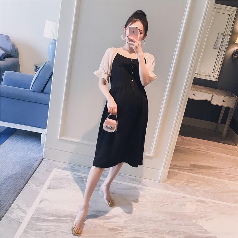 Váy bầu đẹp chất đũi Hàn mềm mịn