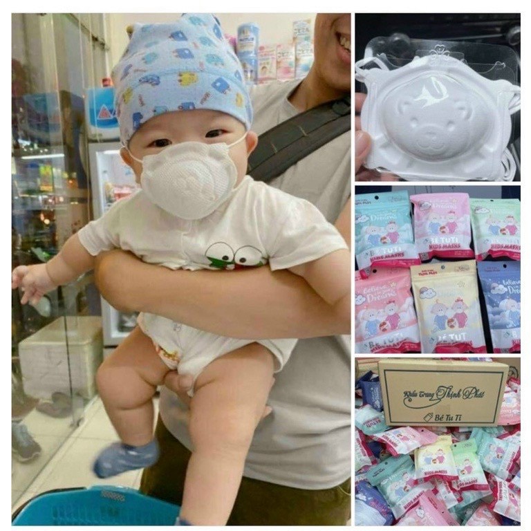 Set 3 Chiếc khẩu trang trẻ em hình Gấu 3D Uni Mask kháng khuẩn chống bụi mịn theo tiêu chuẩn nhật bản cao cấp 6-2 tuổi