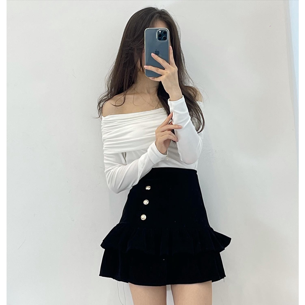 Set áo trễ vai kèm chân váy xòe Miho house