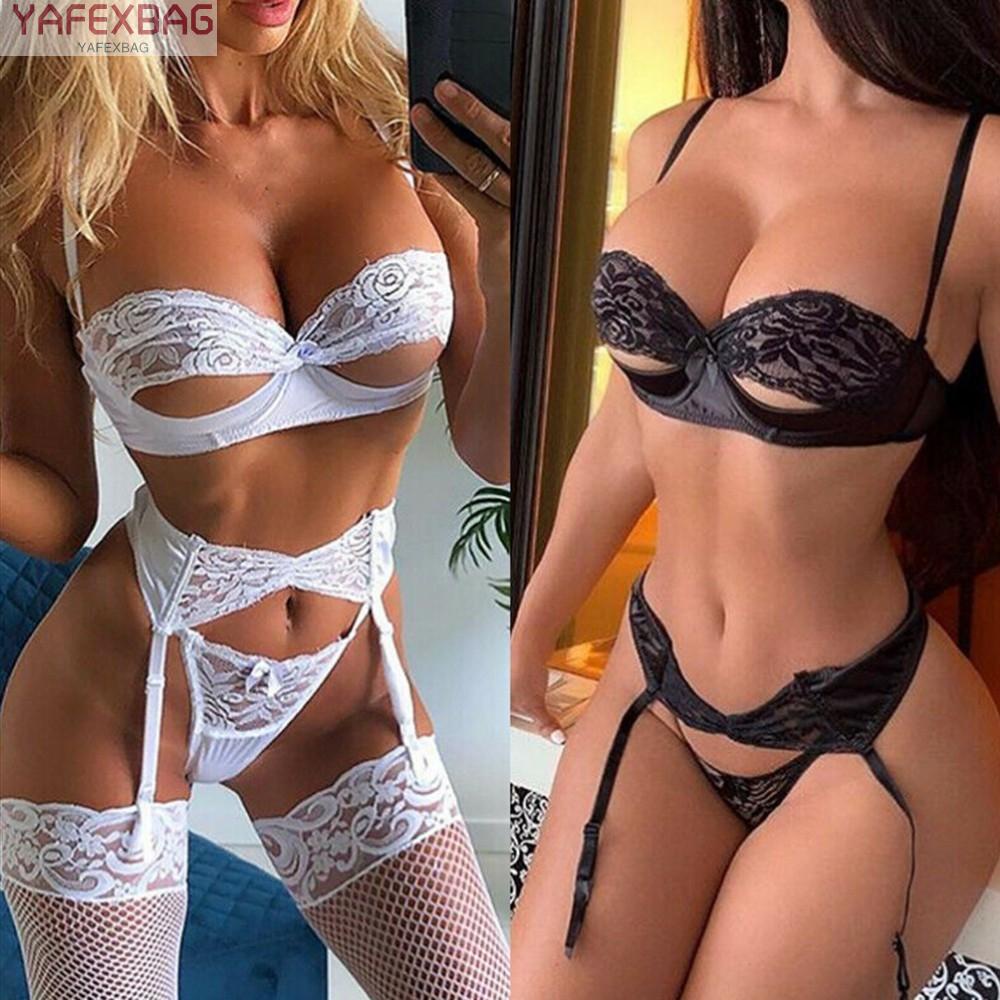 Women Sexy Lace Dress Bra G-String Garter Set Underwear Sleepwear Nightgown S-XL | BigBuy360 - bigbuy360.vn