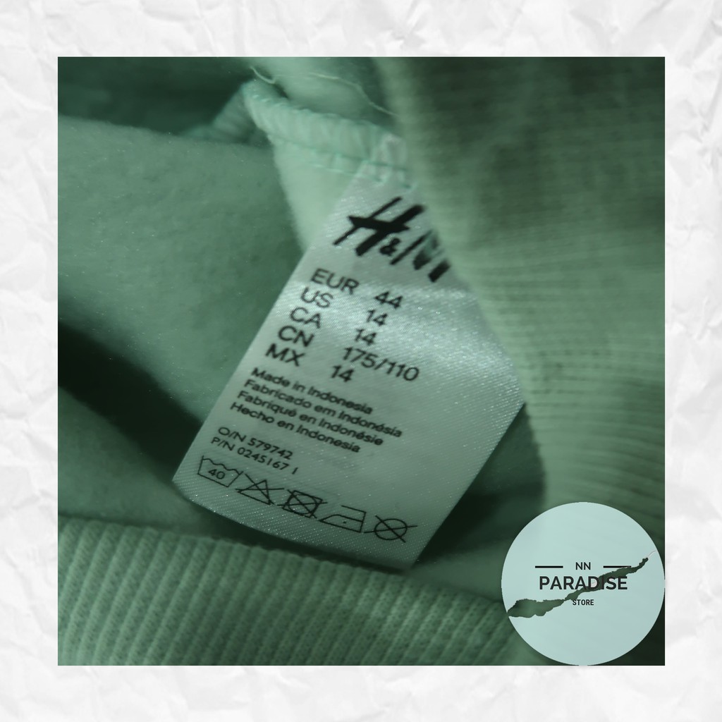 Áo Hoodie Leet It Bloom Mint Green H & M 100% Original