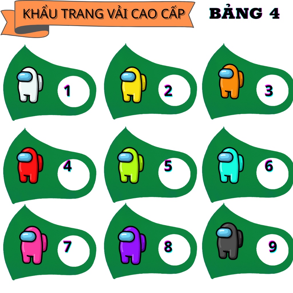 (45 mẫu) 1 cái khẩu trang vải among us - màu xanh lá đậm | BigBuy360 - bigbuy360.vn