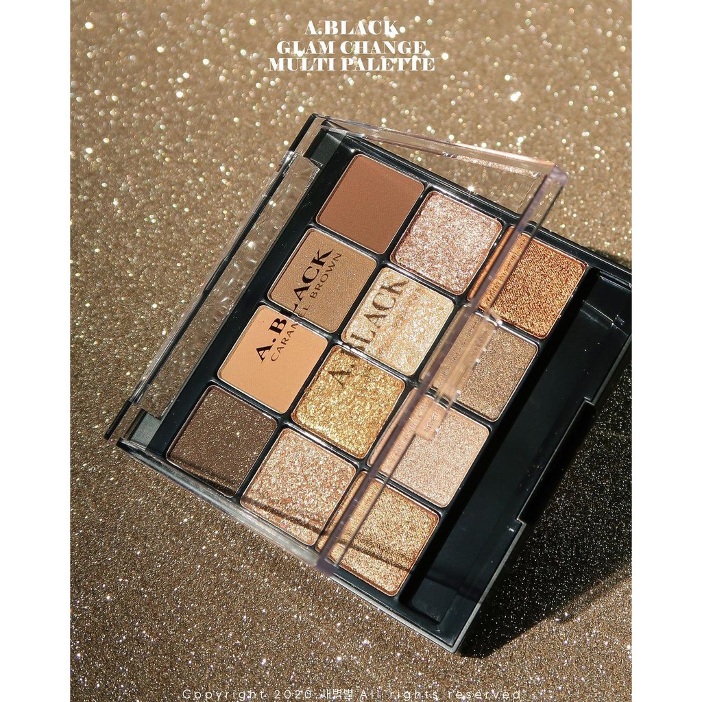 Bảng phấn mắt A BLACK Glam Change Multi Eye Palette 12 màu mắt nhũ, lì, kim tuyến, HOT 2021   - HONGS BEAUTY