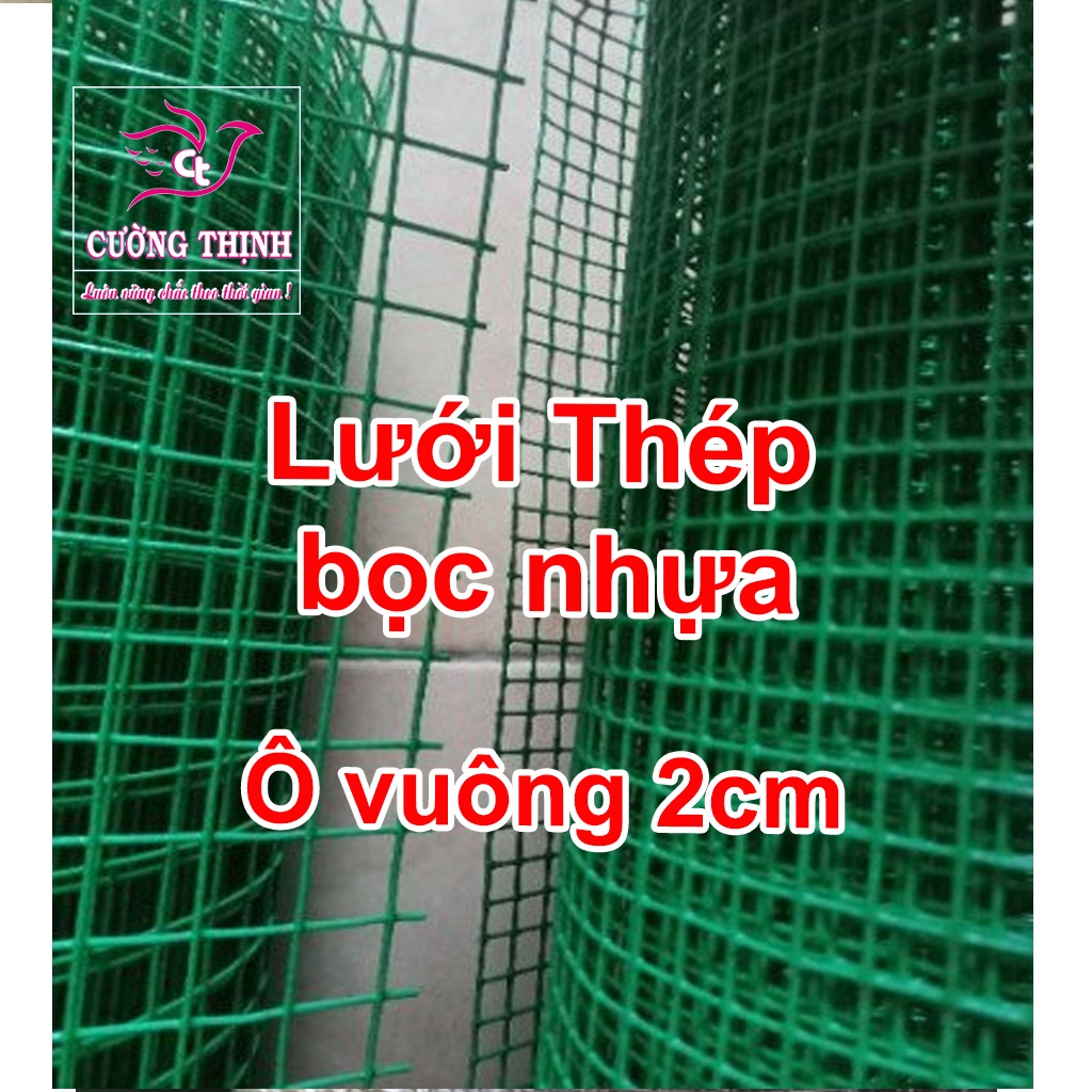 Lưới thép Bọc Nhựa Ô vuông 2cm (khổ 1m),Chống chuột, Làm chuồng nuôi, Rào chắn vườn rau, Cuộn 12kg