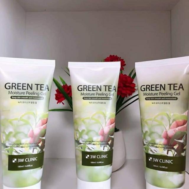 GEL TẨY TẾ BÀO CHẾT TRÀ XANH 3W CLINIC GREEN TEA MOISTURE PEELING GEL 180ml