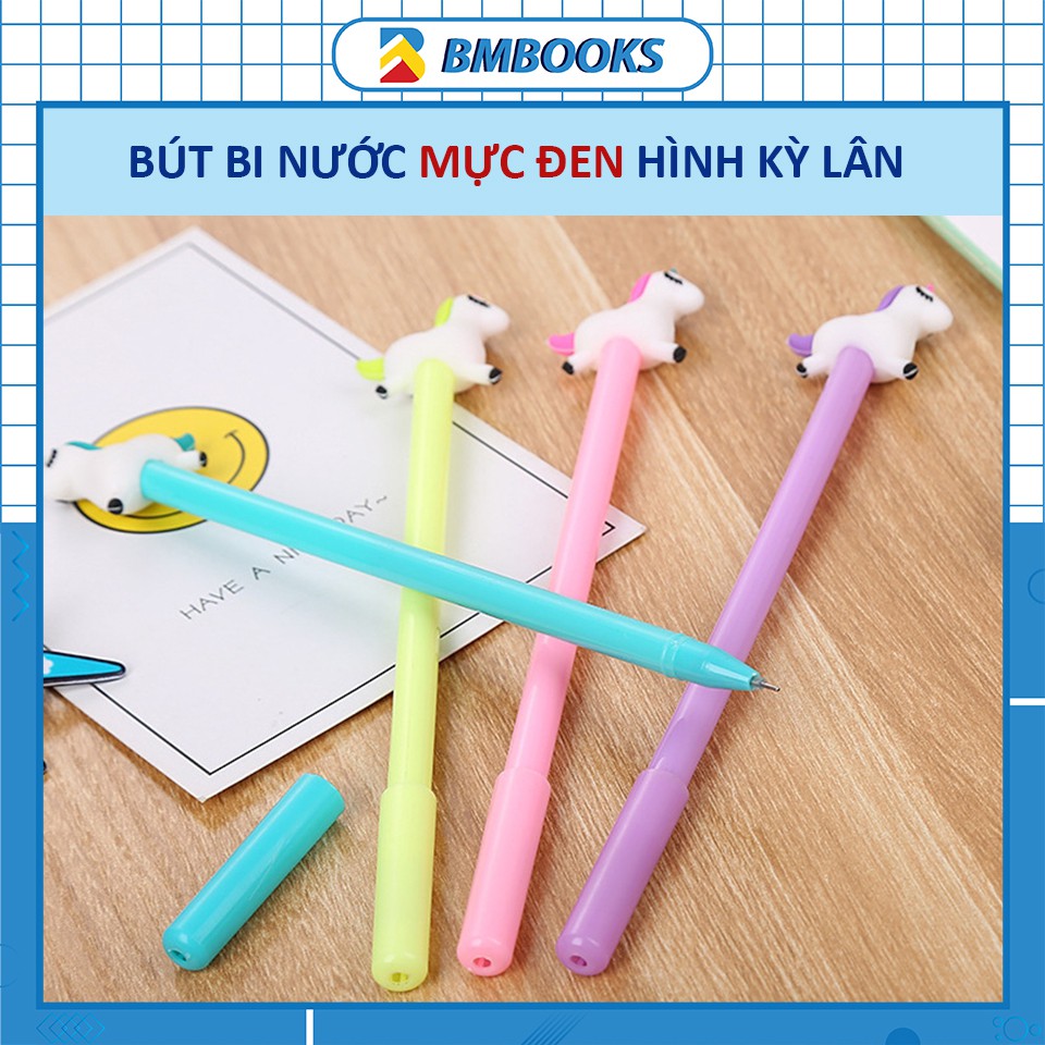 Bút bi cute mực đen hình Kỳ lân/ Ngựa một sừng Pony ngòi 0.5mm xinh xắn BMBooks