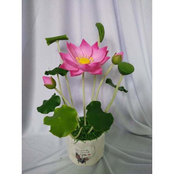 Chậu hoa sen đất sét size nhỏ cao 27cm