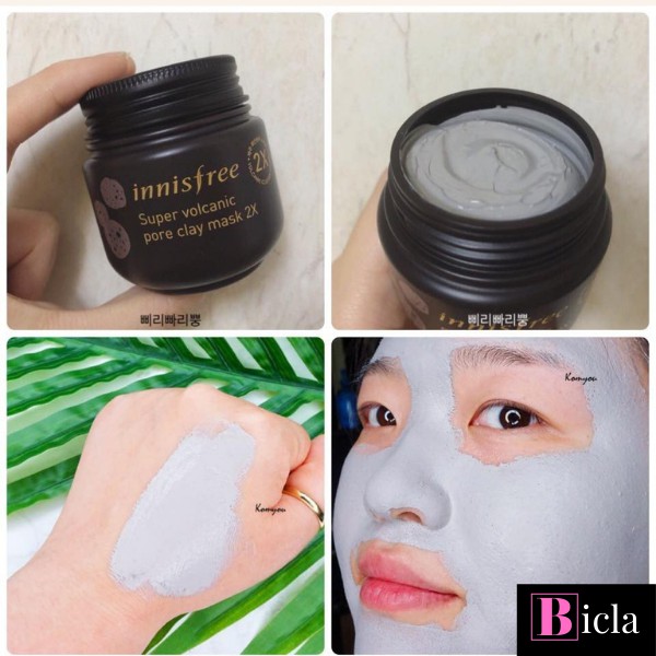 Mặt Nạ Đất Sét Tro Núi Lửa Giảm Mụn Đầu Đen Innisfree Super Volcanic Pore Clay Mask 2X 100ml.