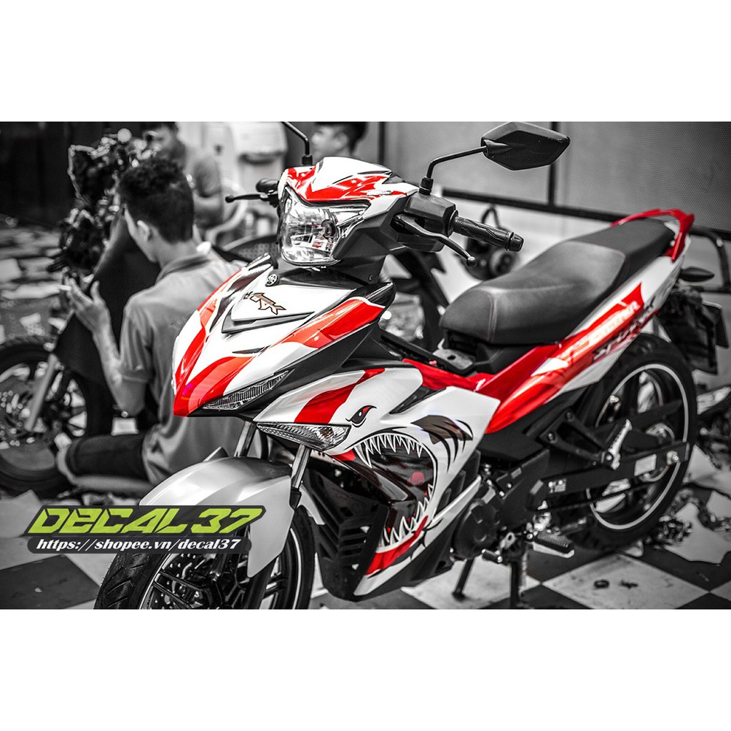 Tem Trùm Exciter 150 Cá mập trắng đỏ