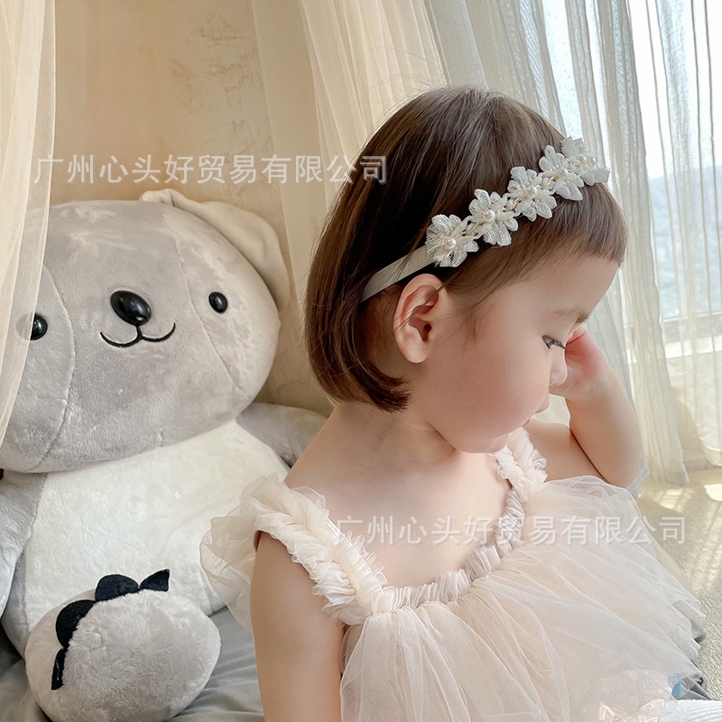 Băng đô ren đính hạt phong cách hàn quốc bé gái