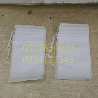Set 10 Túi Lọc Trà, Thảo Dược, Cà Phê Bằng Vải Không Dệt Có Dây Buộc
