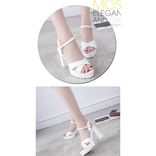 Sandal cao gót 9cm dép gót vuông nhẹ êm chân chất liệu da mềm [SDN05]