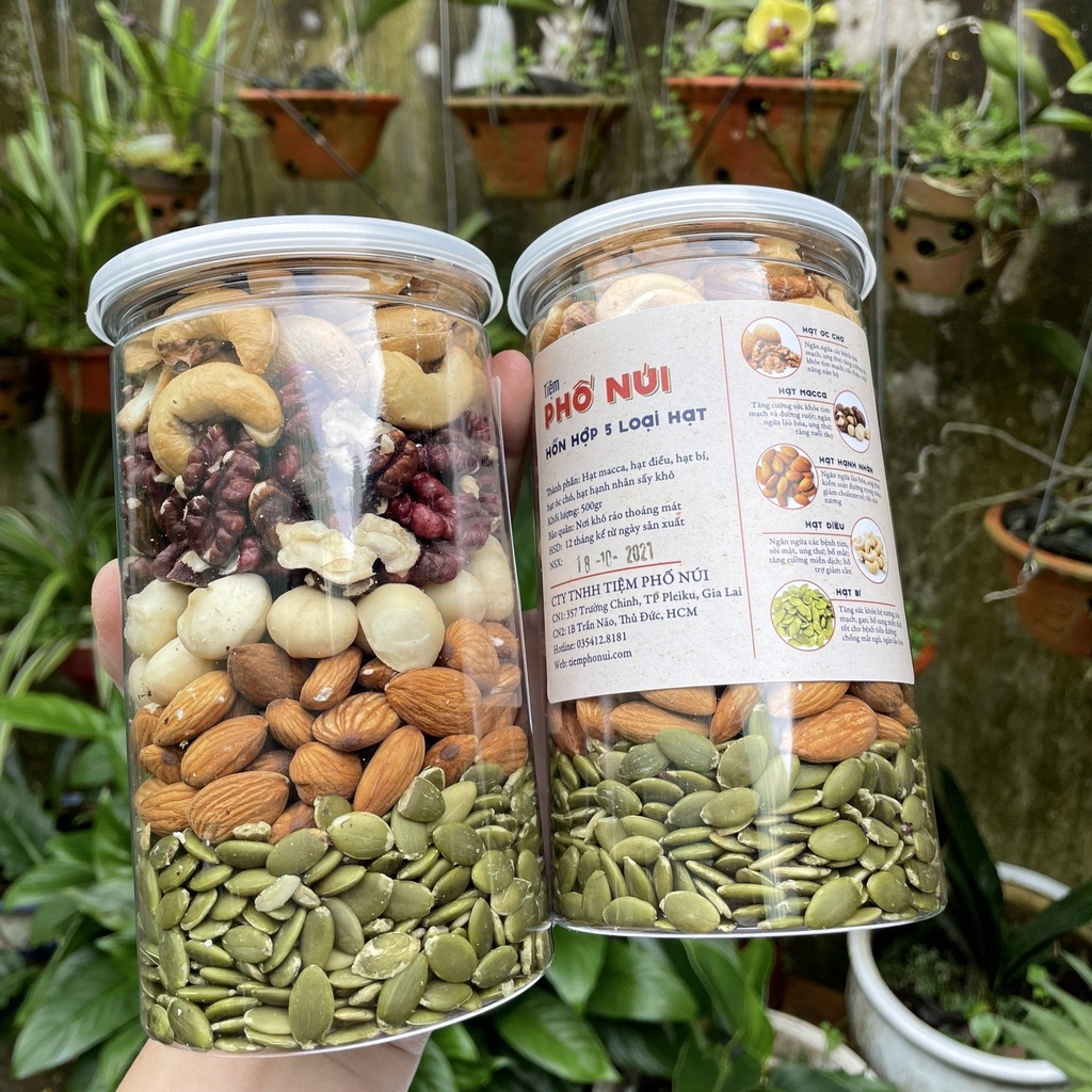 Hạt Dinh Dưỡng Mix 5 Loại Tiệm Phố Núi, Hạt Ngũ Cốc Dinh Dưỡng Ăn Kiêng Không Đường Giảm Cân 500g