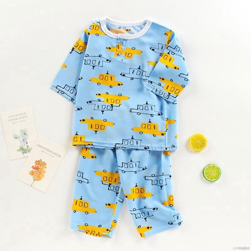 ruiaike  Summer Toddler Kids Cartoon Cotton Pajamas Suit Home Sleepwear Nightwear