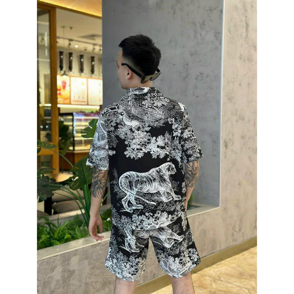 Bộ Đồ Cộc Tay Nam Mặc Mùa Hè Chất Lụa Họa Tiết Cực Đep - Hàng Siêu Cấp New 2023