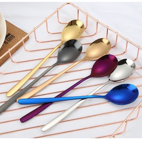 Muỗng thìa inox thép 304 CÁN DÀI nhiều màu sắc cao cấp đẹp sáng bóng