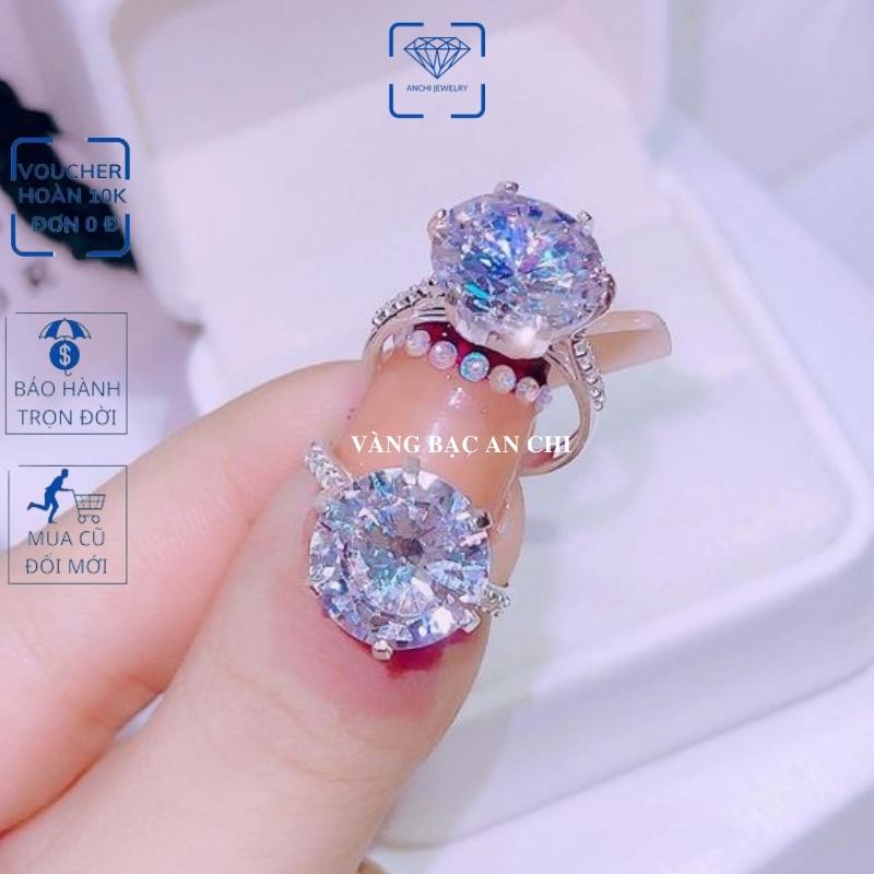Nhẫn nữ mặt đá to 8ly , chuẩn bạc ý 925 bao sáng - anchi jewelry